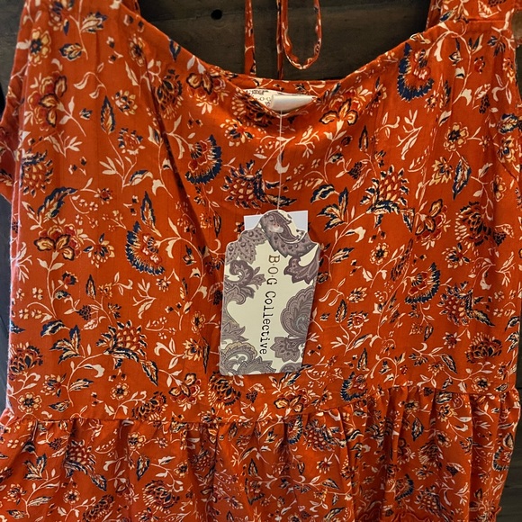 B.O.G. Collective Tineo Pumpkin Floral Tiered Mini Dress - Picture 5 of 6